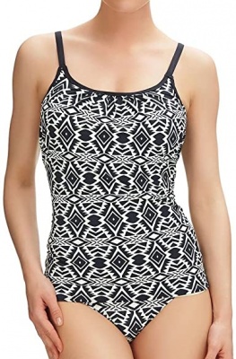 Fantasie Beqa Underwired Scoop Neck Tankini Top - Black/Cream - 38E