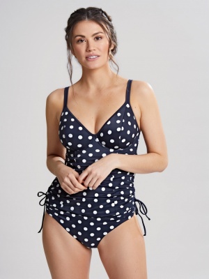 Panache Anya Riva Spot Underwired Tankini Top - Navy/Vanilla