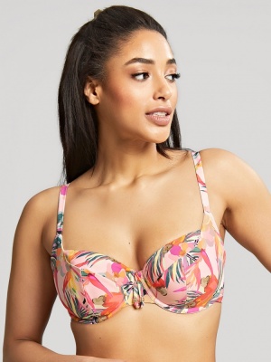 Panache Paradise Underwired Balcony Bikini Top - Pink Tropical