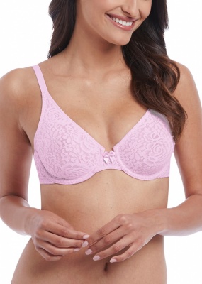Wacoal Halo Lace Moulded Underwired Bra - Sweet Pink