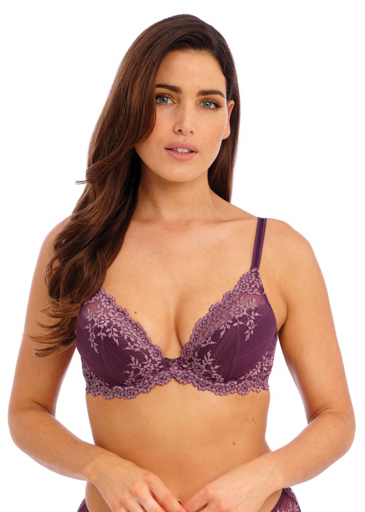 Wacoal Embrace Lace Plunge Bra - Plum/Valerian Available at The