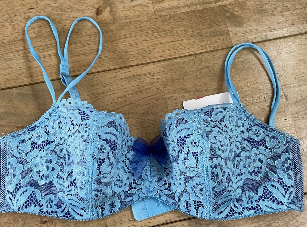 Y2K CHLOE BALCONETTE PADDED BRA IN BLUE NoV. ORIGINAL DESIGN -  (36C/34D/38D)